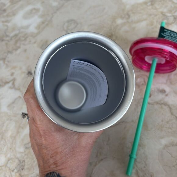 NWT Starbucks 2024 Holiday Green Pink Metallic Hot & Cold Insulated Tumbler - Picture 10 of 12